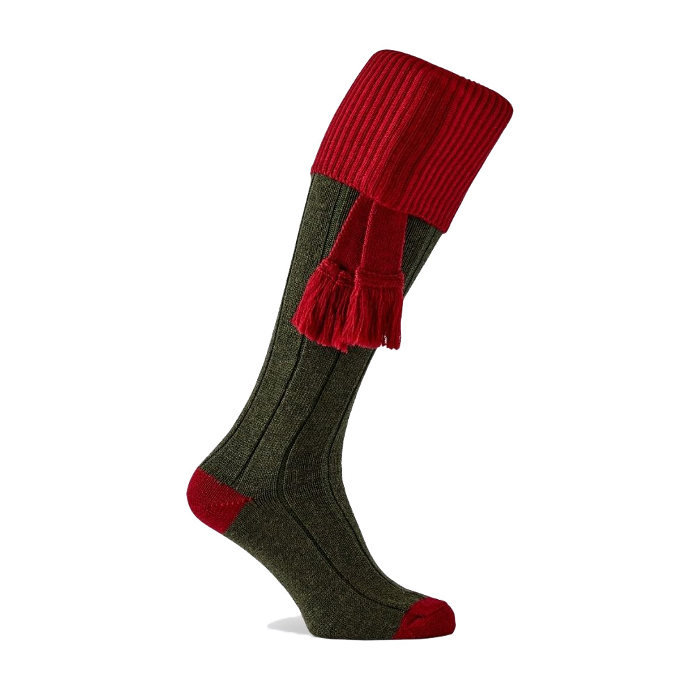 Pennine Royal Socks With Garter Hunter/Deep Red