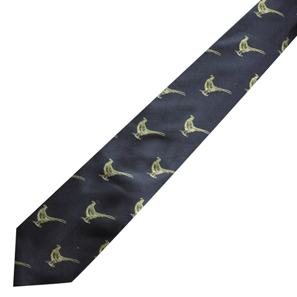 Bisley No.15 Tie Navy Pheasants Silk